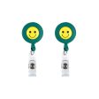 2 PCS ID Easy-to-pull Buckle Smiling Face Holder Name Tag Card Key Badge Retractable Holder Belt Clips(Green) Online