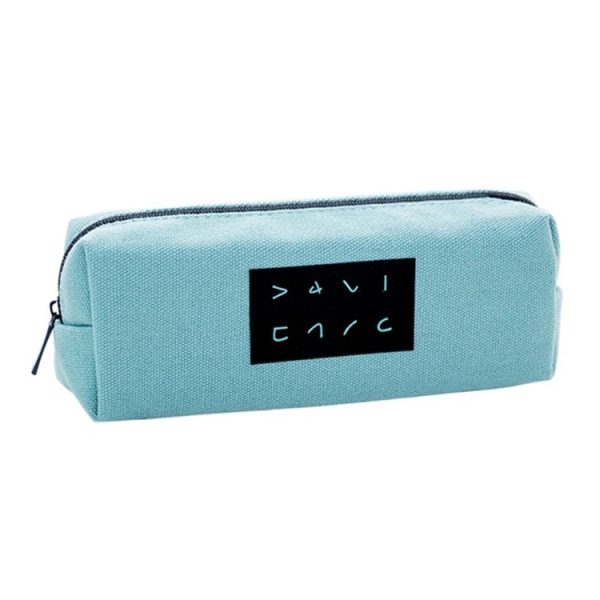 Simple Text Large Capacity Canvas Pencil Case(Green) Discount