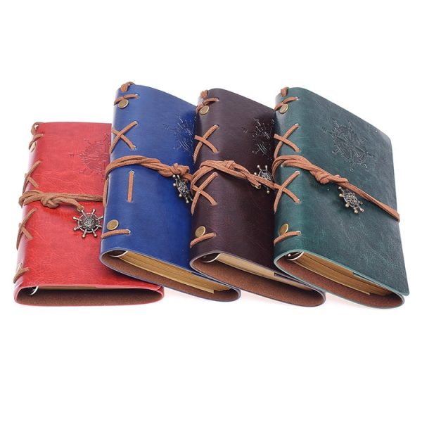 Spiral Notebook Diary Notepad Vintage Pirate Anchors PU Leather Stationery Gift Traveler Journal, Paper Size:S(Blue) Online Hot Sale