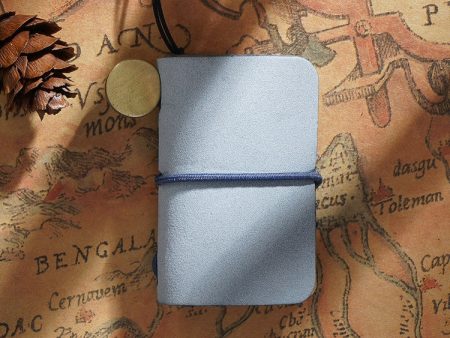 Ultra-Small Mini TN Hand Account Book Leather Notebook Portable Travel Diary(Fog Wax Sky Blue) Sale