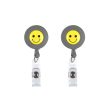 2 PCS ID Easy-to-pull Buckle Smiling Face Holder Name Tag Card Key Badge Retractable Holder Belt Clips(Gray) For Discount