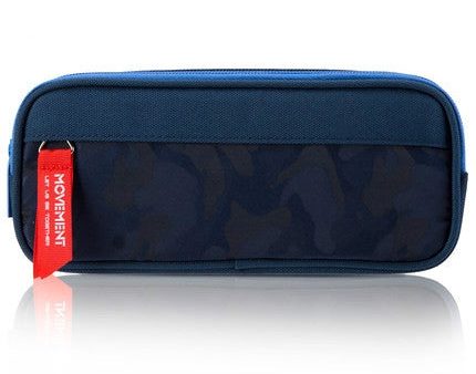 Camouflage Pencilcase Nylon Canvas Double Zipper Pen Bag(Navy Blue) on Sale