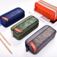 Camouflage Pencilcase Nylon Canvas Double Zipper Pen Bag(Navy Blue) on Sale