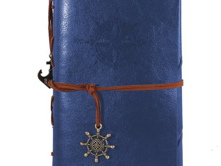 Spiral Notebook Diary Notepad Vintage Pirate Anchors PU Leather Stationery Gift Traveler Journal, Paper Size:S(Blue) Online Hot Sale