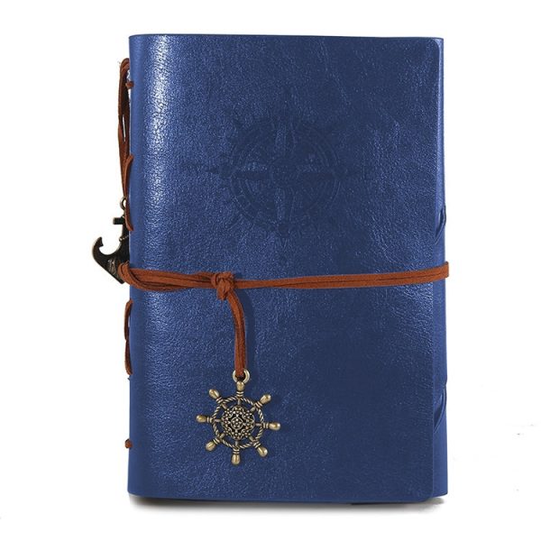 Spiral Notebook Diary Notepad Vintage Pirate Anchors PU Leather Stationery Gift Traveler Journal, Paper Size:S(Blue) Online Hot Sale